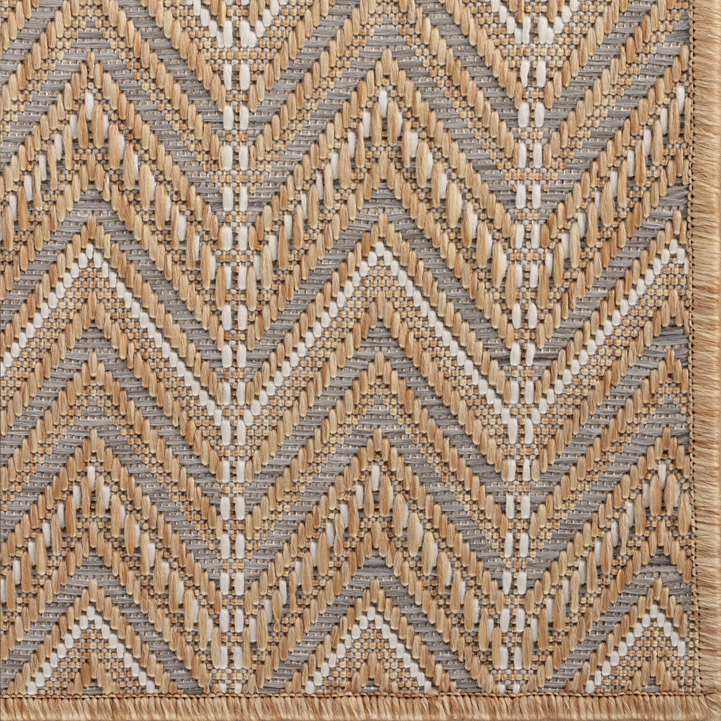 Katie Chevron Outdoor Rug polypropylene gray and natural pattern 