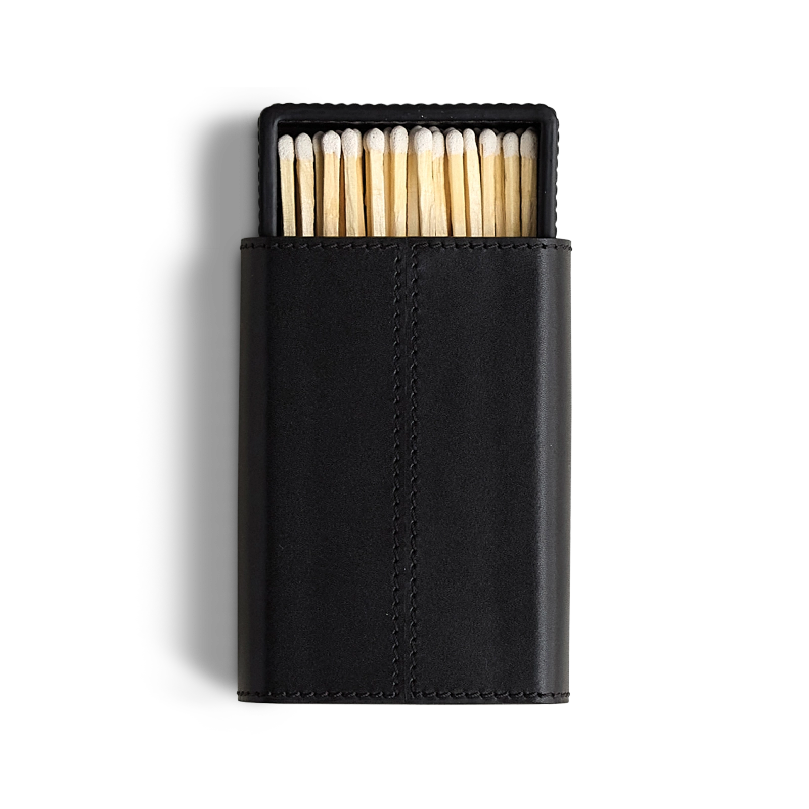Leather Matchbox with Striker Black