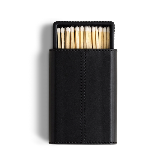 Leather Matchbox with Striker Black