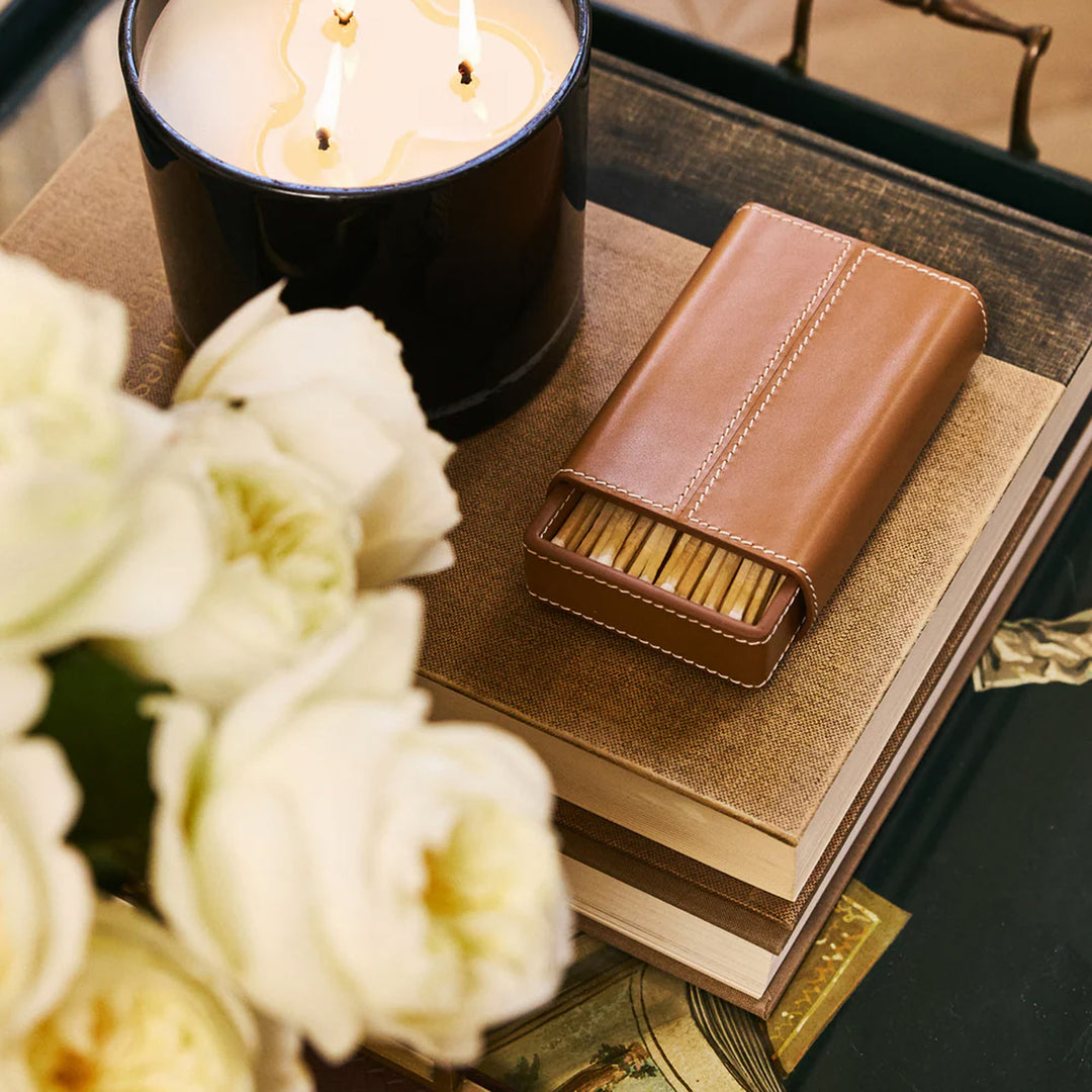 Leather Matchbox with Striker Saddle lifestyle