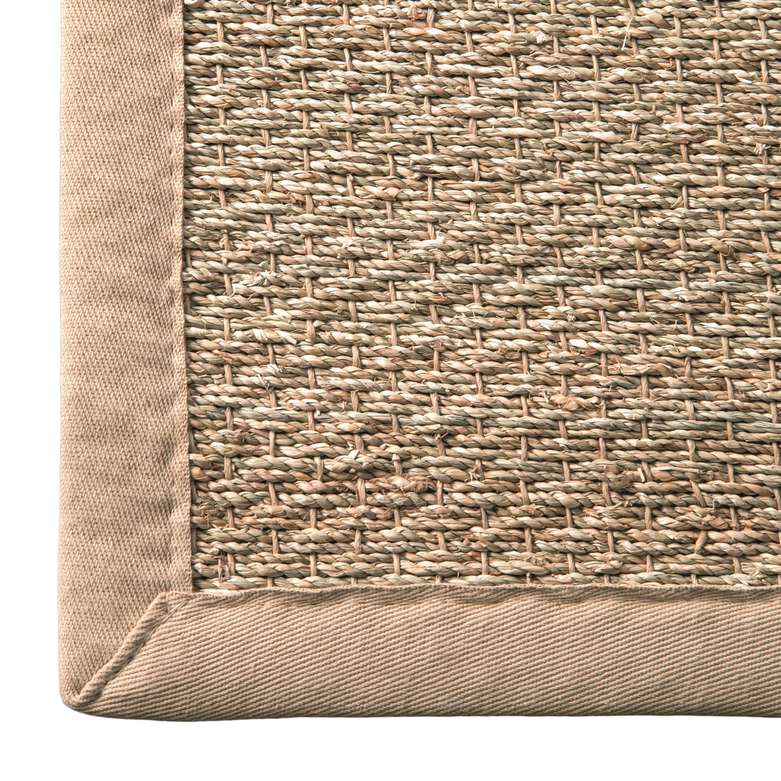 Naples Natural Seagrass Rug beige fabric trim
