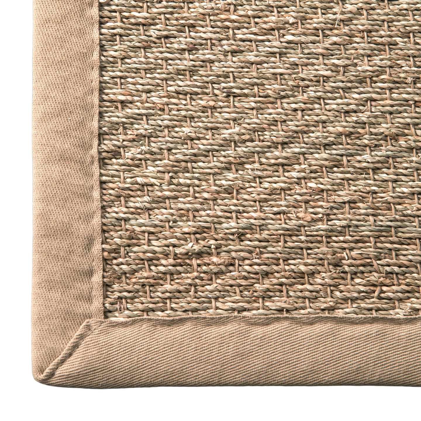 Naples Natural Seagrass Rug beige fabric trim