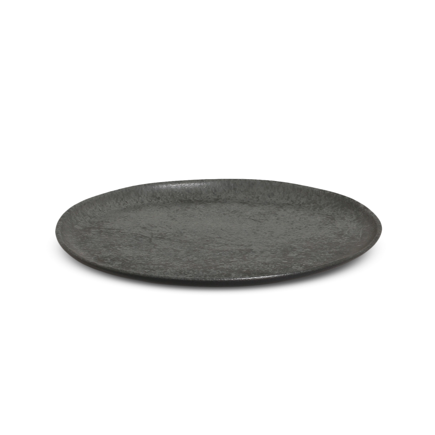 Organic Dessert Plate Charcoal speckled gray stoneware side view