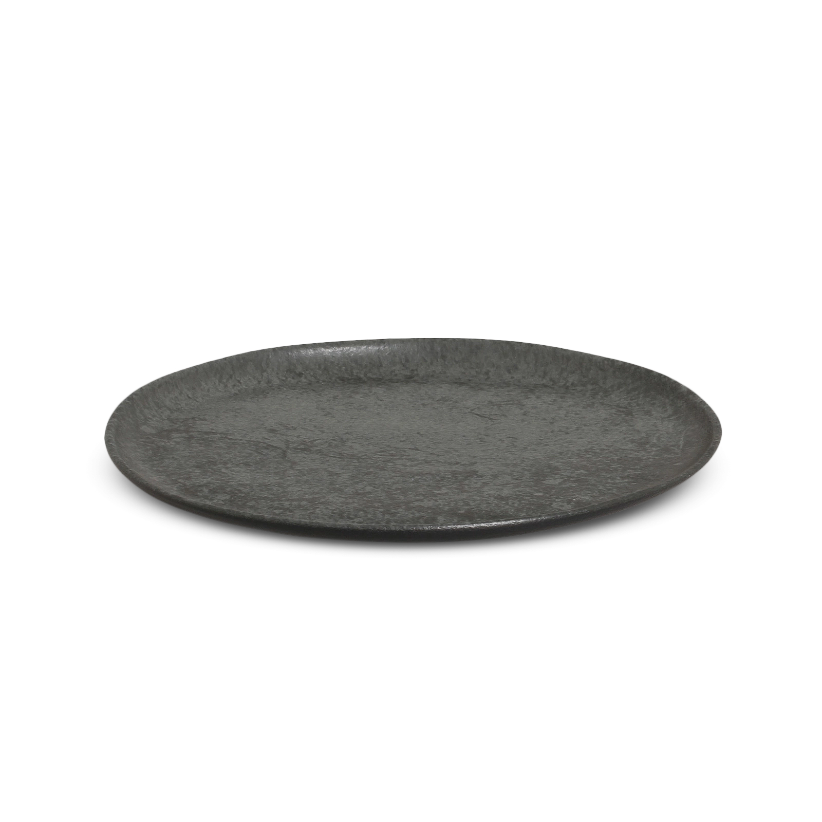 Organic Dessert Plate Charcoal speckled gray stoneware side view