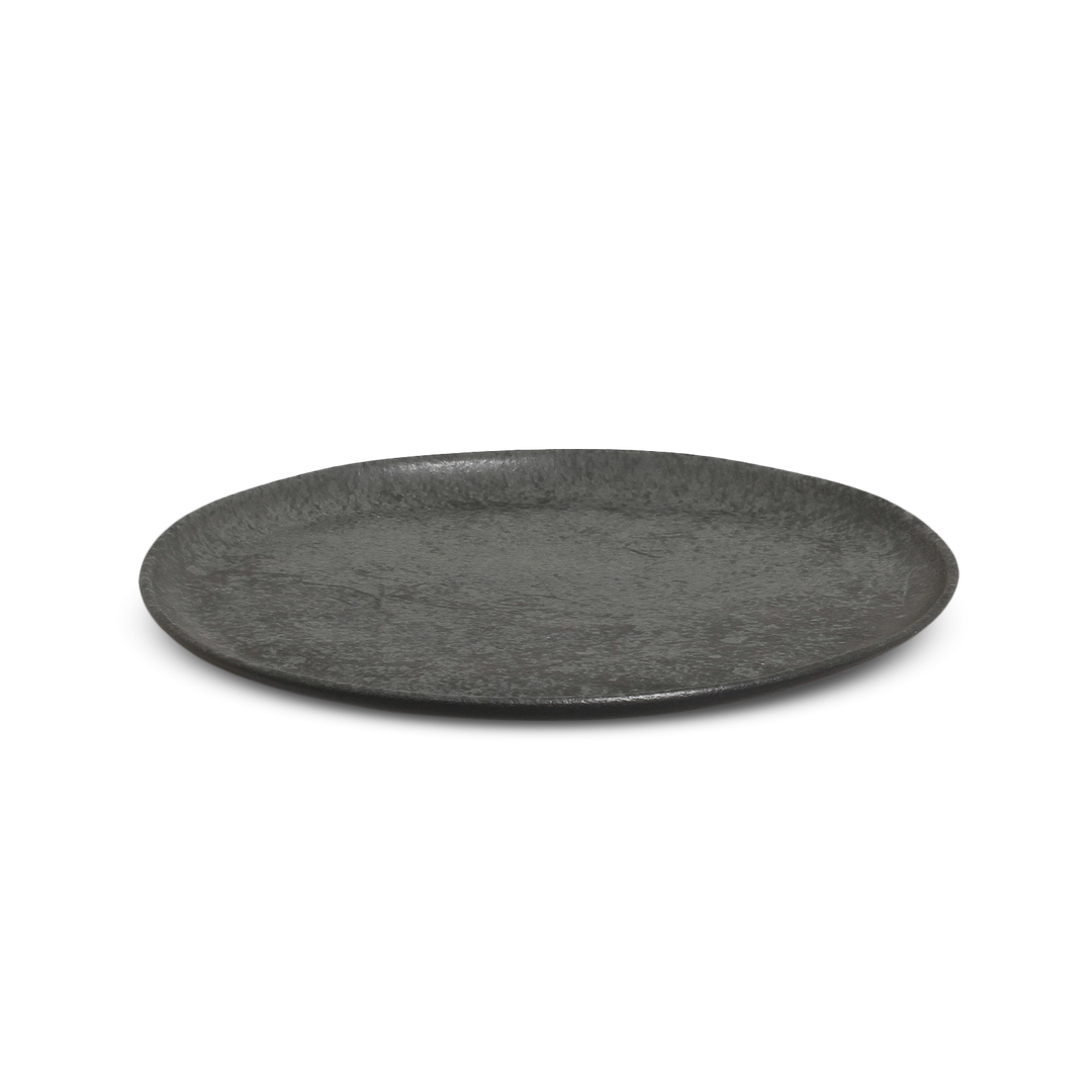 Organic Dessert Plate Charcoal speckled gray stoneware side view