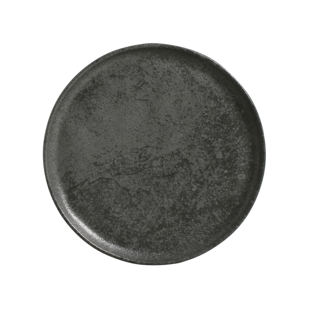 Organic Dessert Plate Charcoal speckled gray stoneware