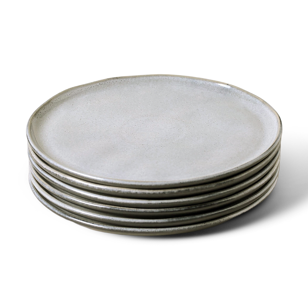 Organic Dinner Plate White Pepper stoneware set of 6