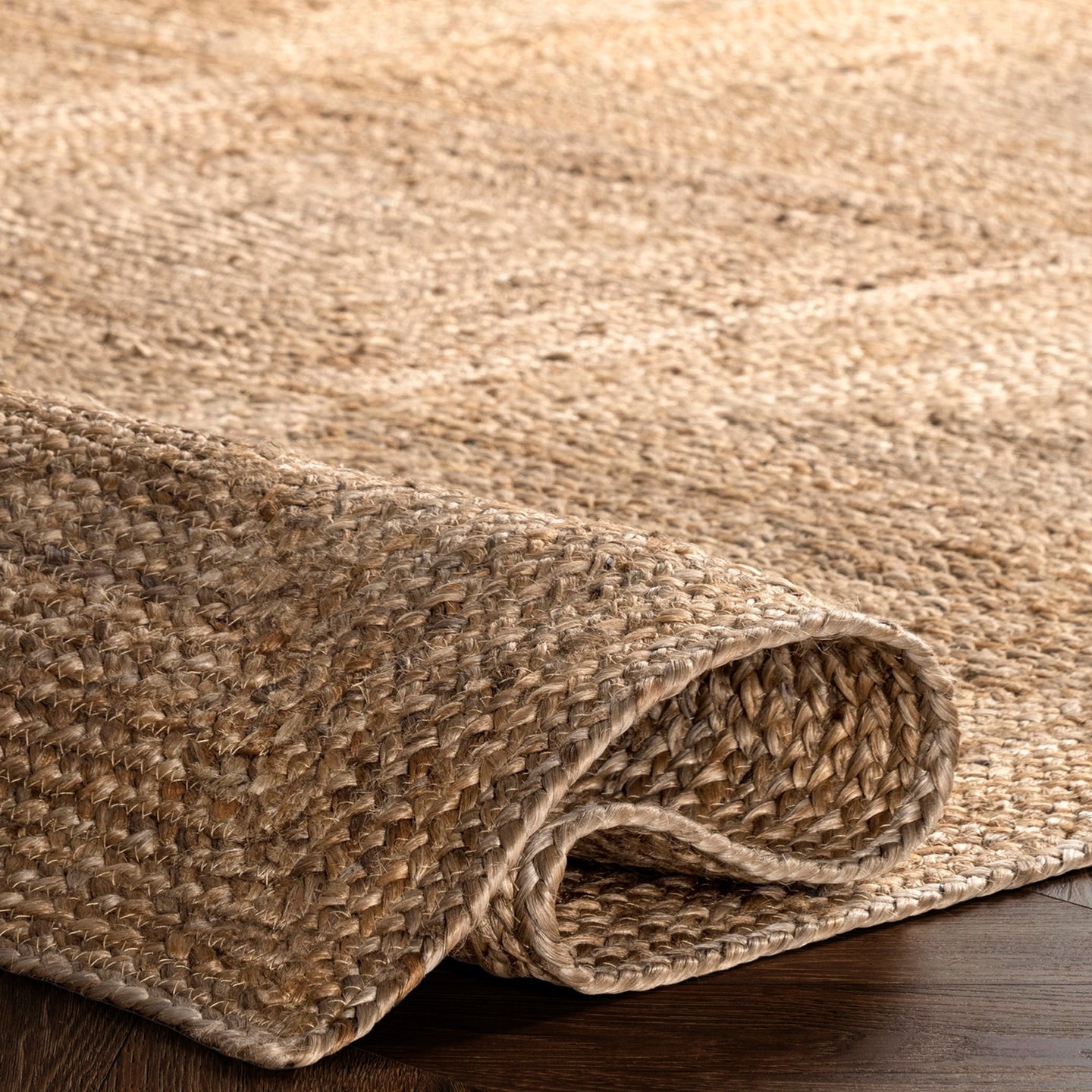 Palm Beach Tiled Natural Jute Rug foled