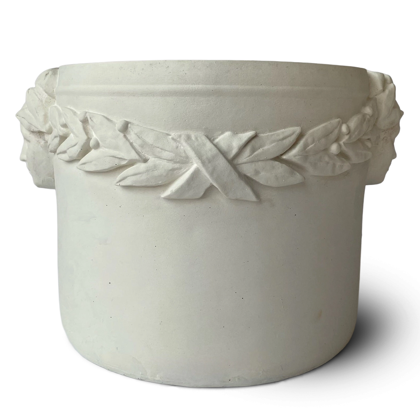 Persephone Planter white concrete laurel leaves back
