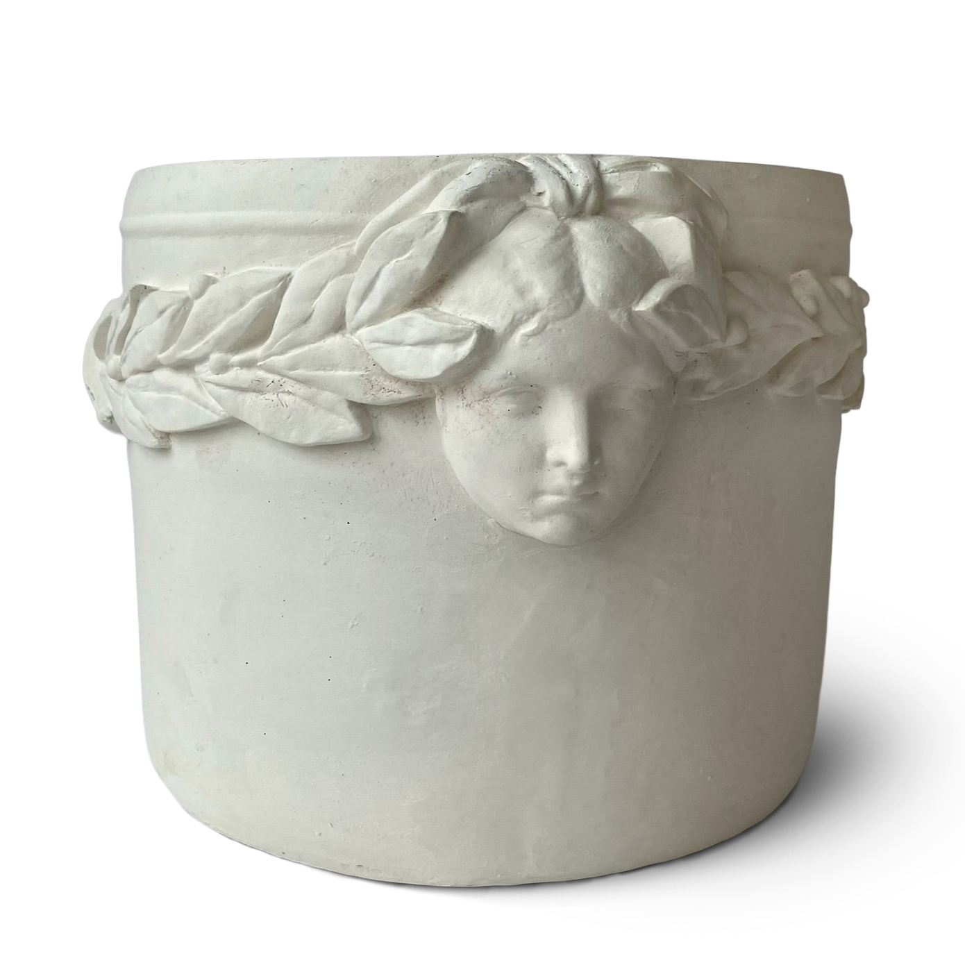 Persephone Planter white concrete laurel leaves