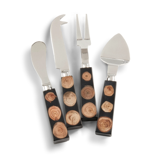 Radial Grain Cheese Cutlery Set of 4 arranged 