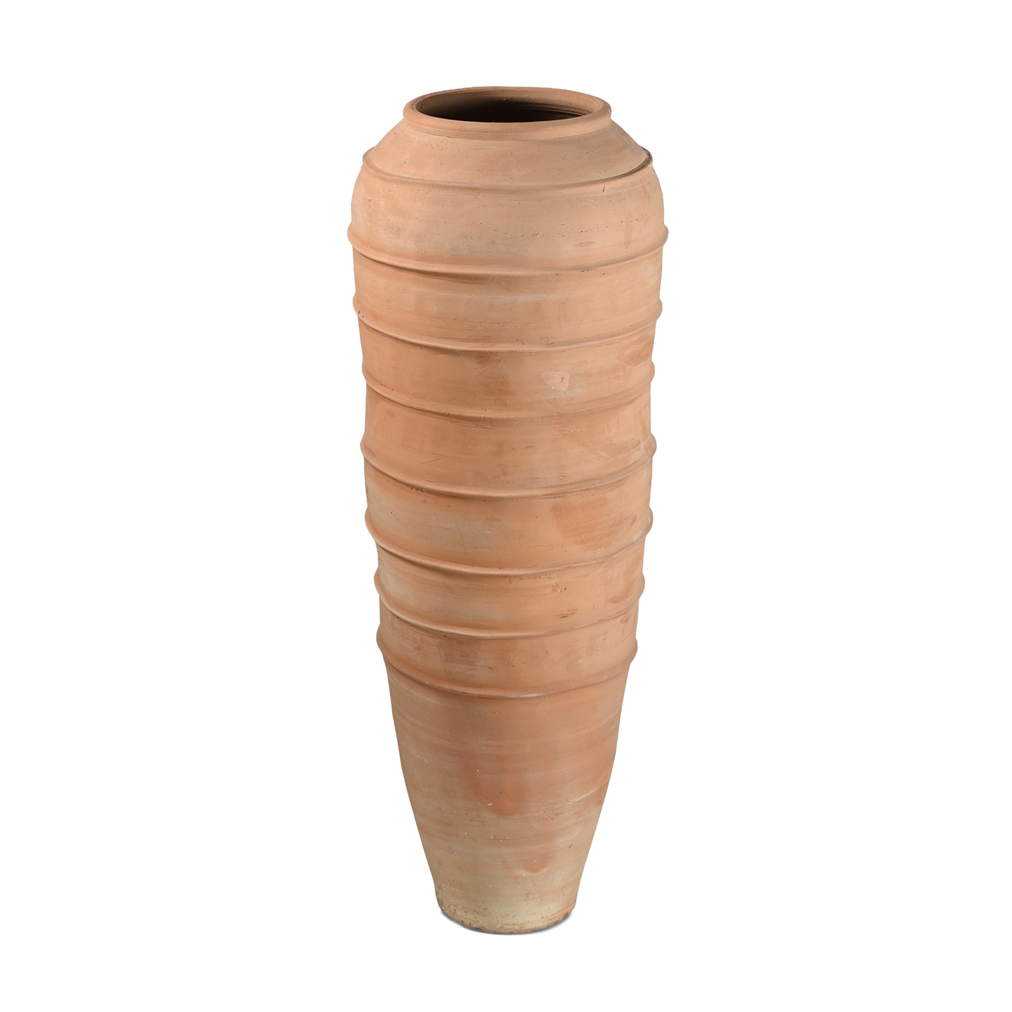 Ridged Short Terracotta Urn