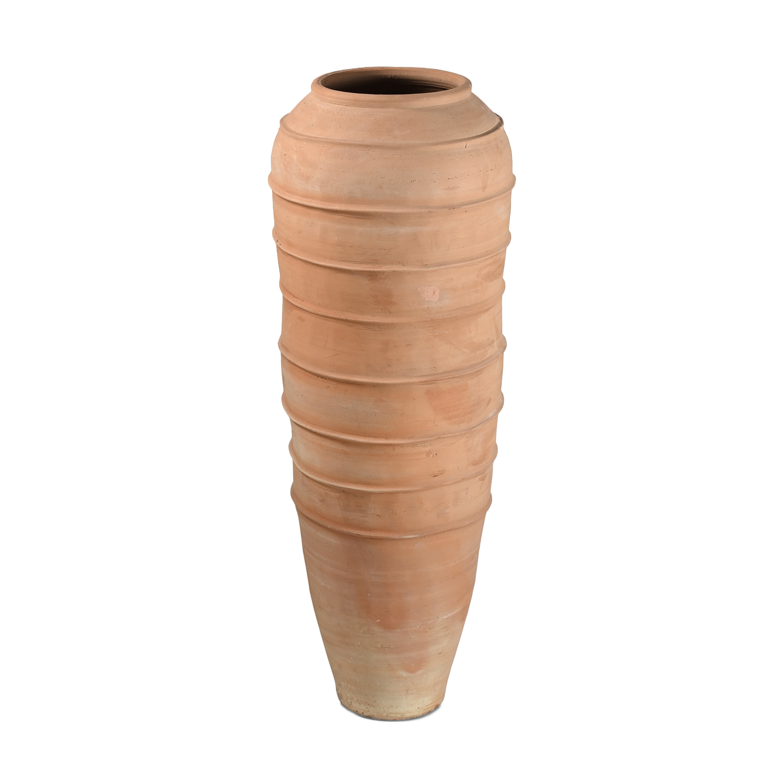Ridged Short Terracotta Urn