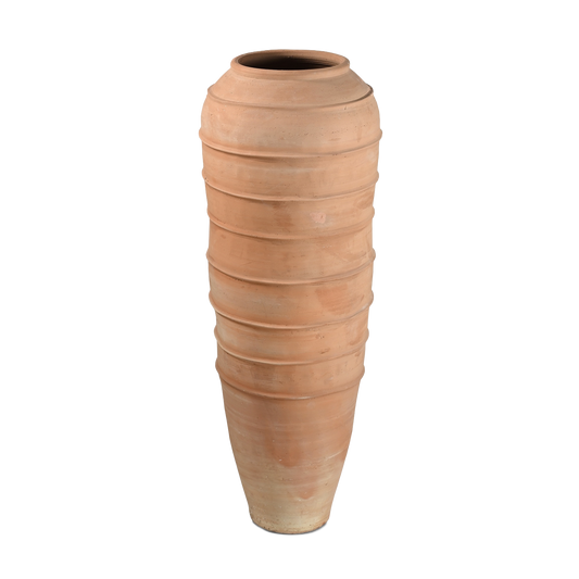 Ridged Short Terracotta Urn