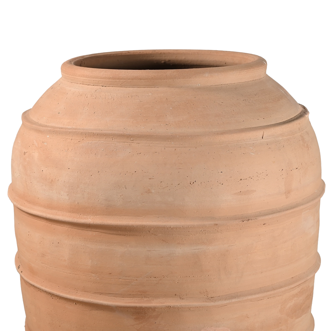 Ridged Short Terracotta Urn top
