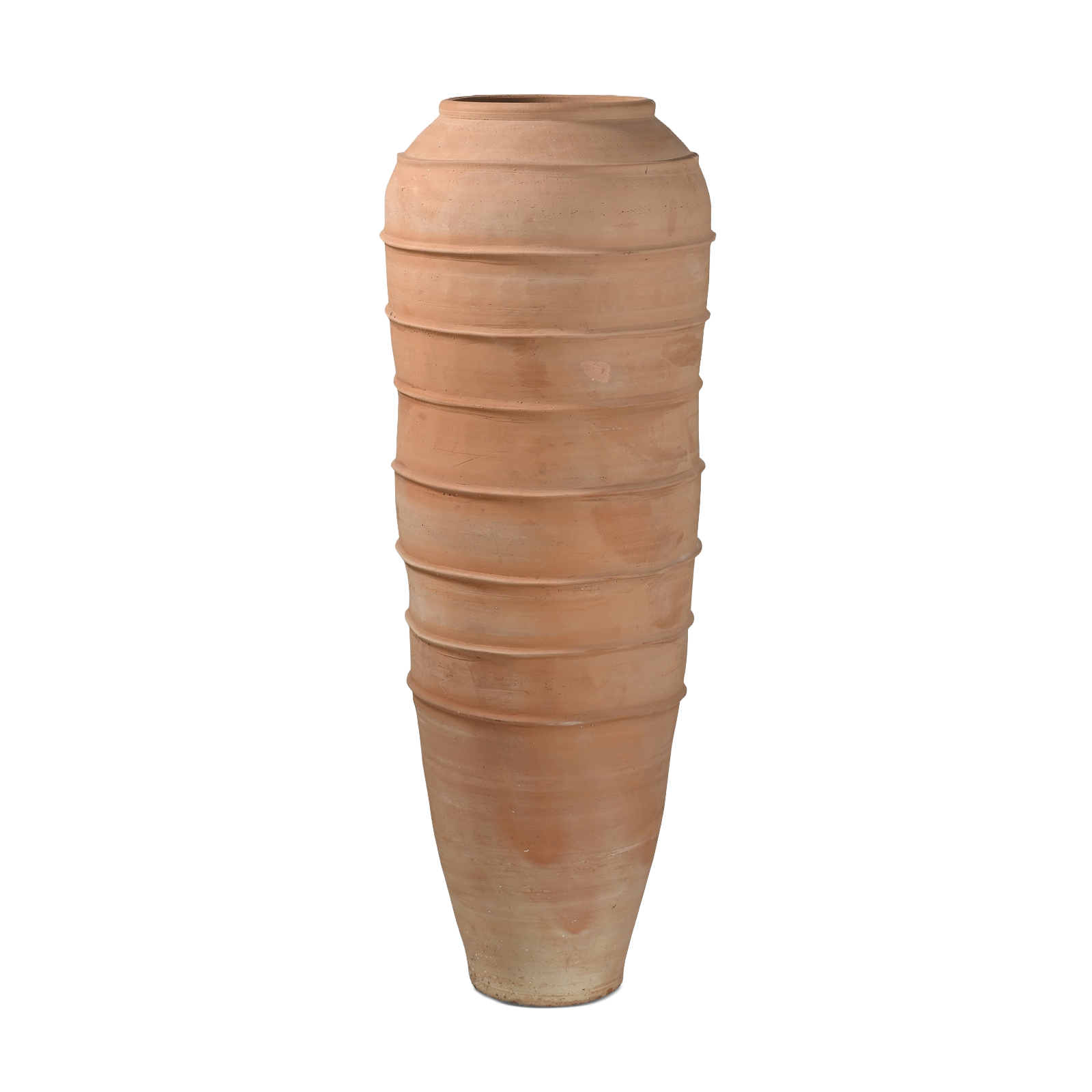 Ridged Short Terracotta Urn