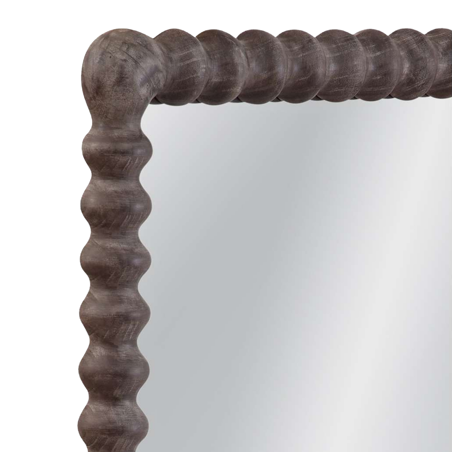 Scalloped Dark Wood Mirror details
