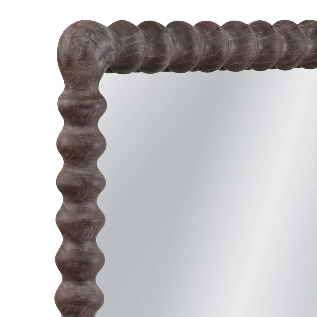 Scalloped Dark Wood Mirror details