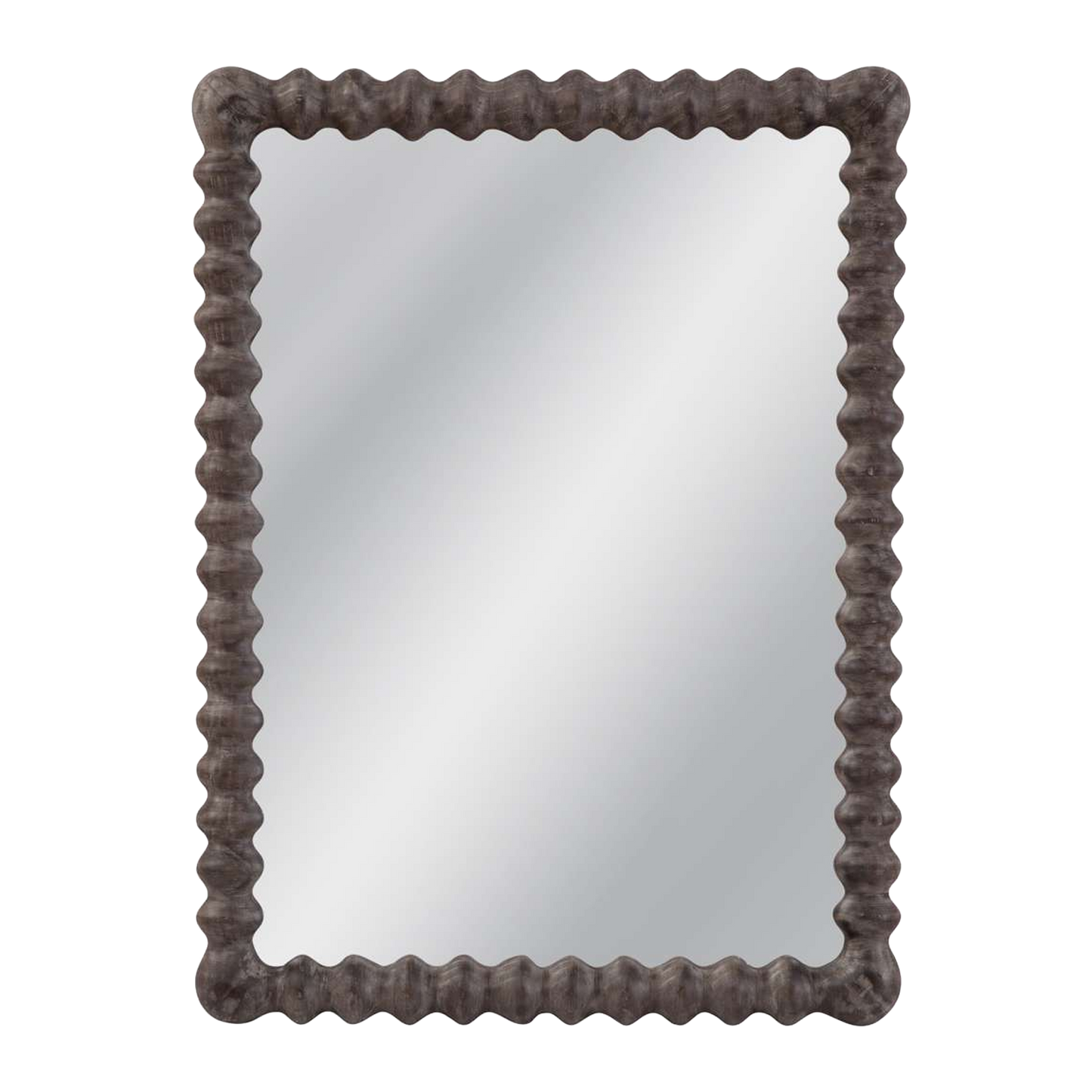 Scalloped Dark Wood Mirror