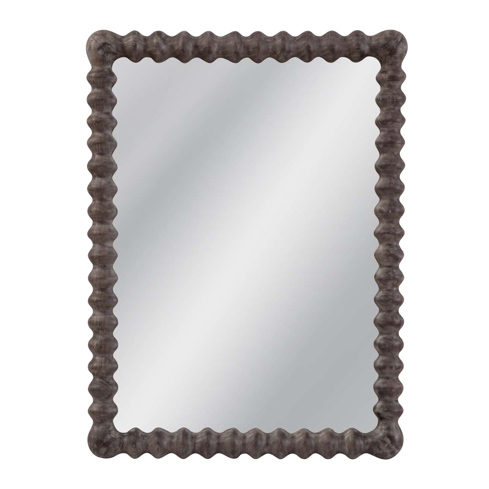 Scalloped Dark Wood Mirror