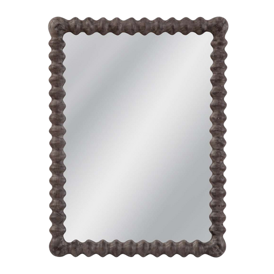 Scalloped Dark Wood Mirror