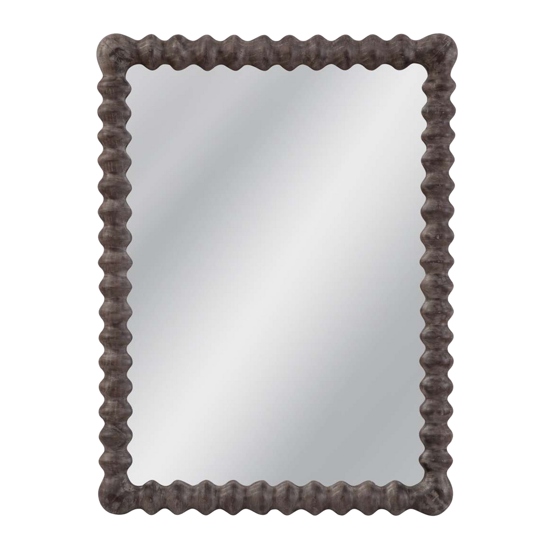 Scalloped Dark Wood Mirror