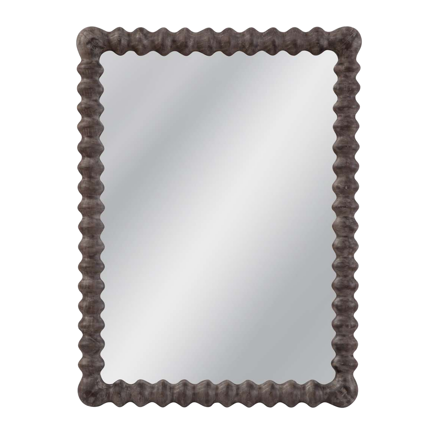 Scalloped Dark Wood Mirror