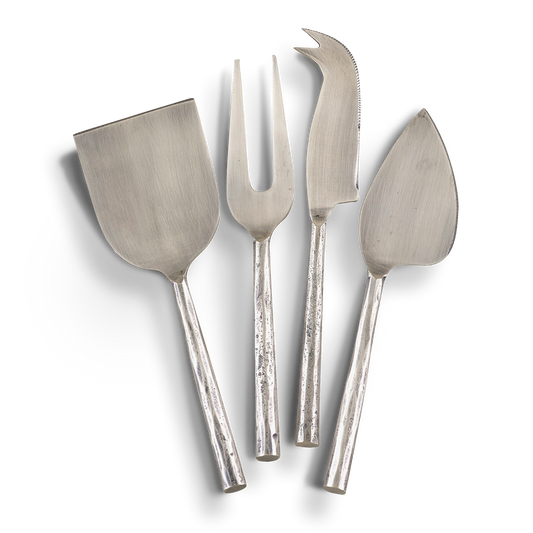 Sheffield Stainless Steel Cheese Cutlery Set of four textured handles
