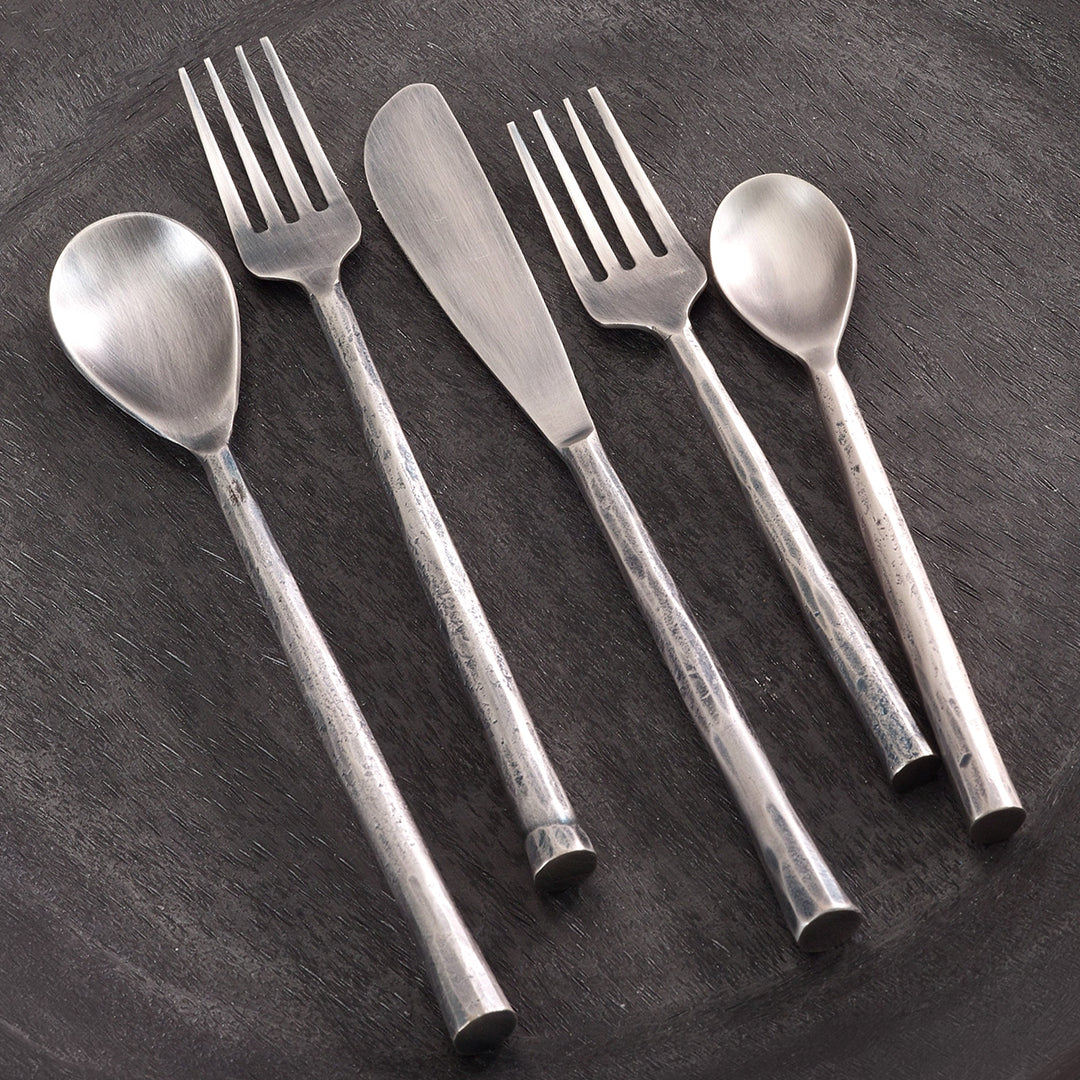 Sheffield Stainless Steel Flatware Set of 5 on a plate