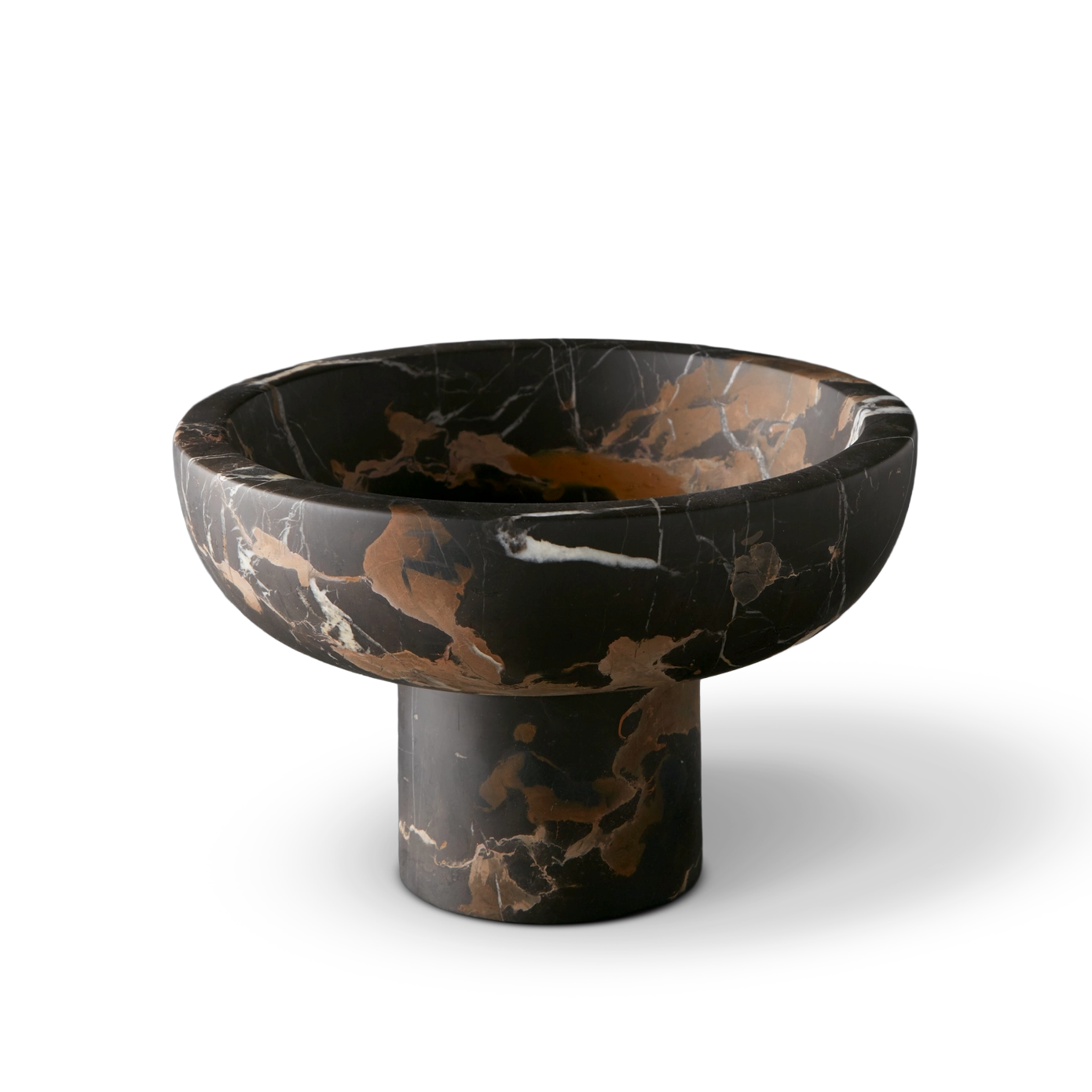 Black and Gold Marble 10" Footed Bowl