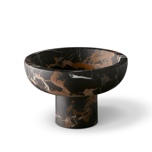 Black and Gold Marble 10" Footed Bowl