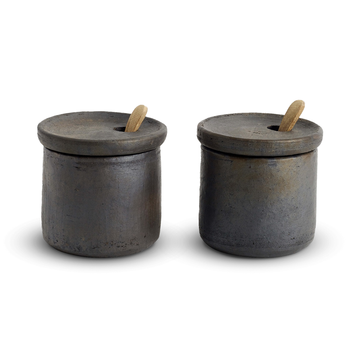 Small Brown Terracotta Spice Jars Set