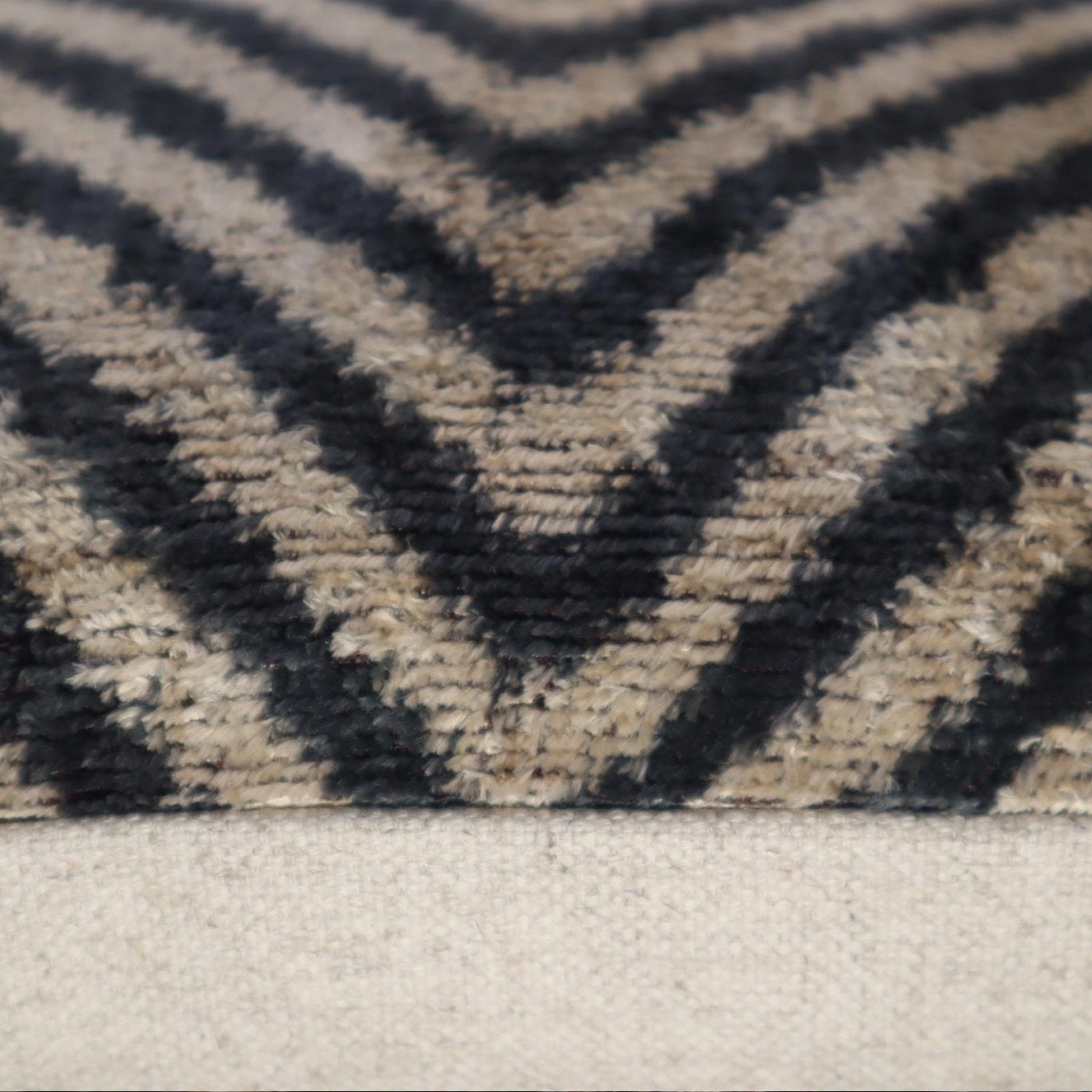 Stephanie Black Geometric Pillow diamond pattern back canvas