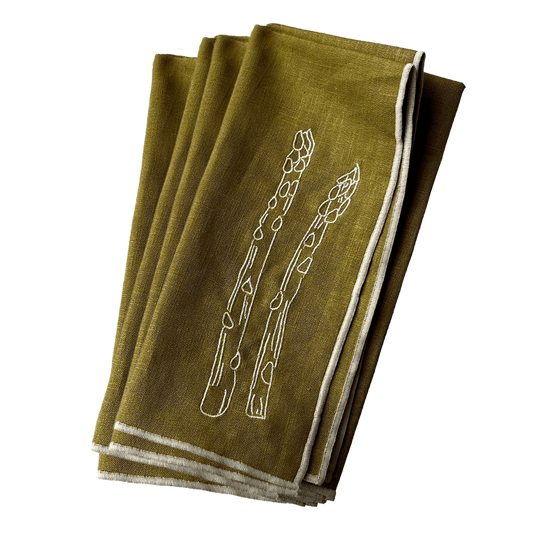Stitch Border Napkin Set of 4 - Asparagus illustration group
