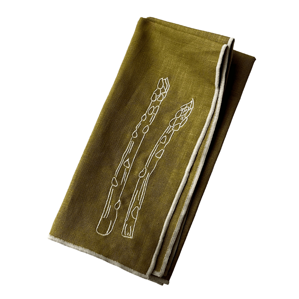 Stitch Border Napkin Set of 4 - Asparagus illustration