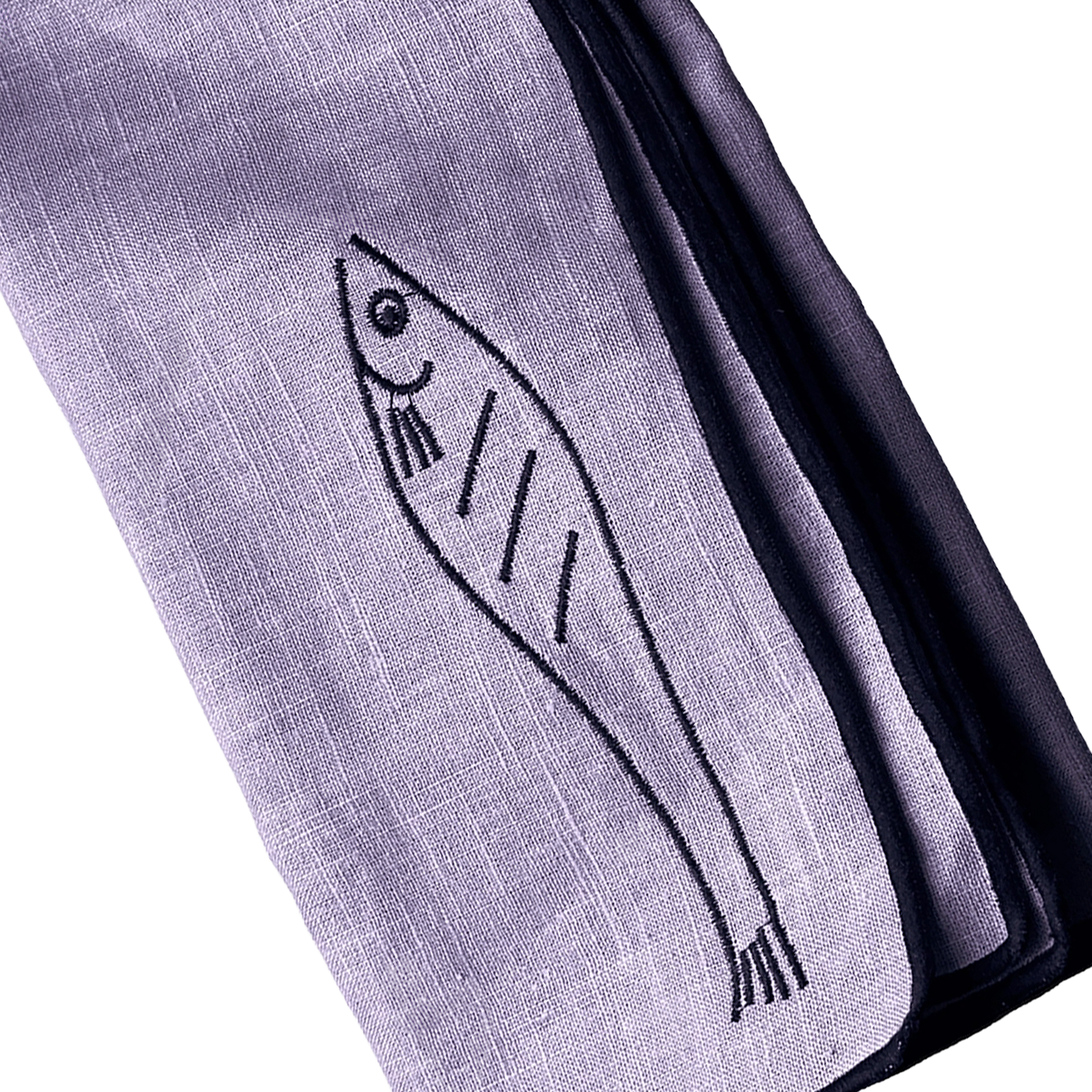 Stitch Border Napkin Set of 4 - Sardine illustration closeup