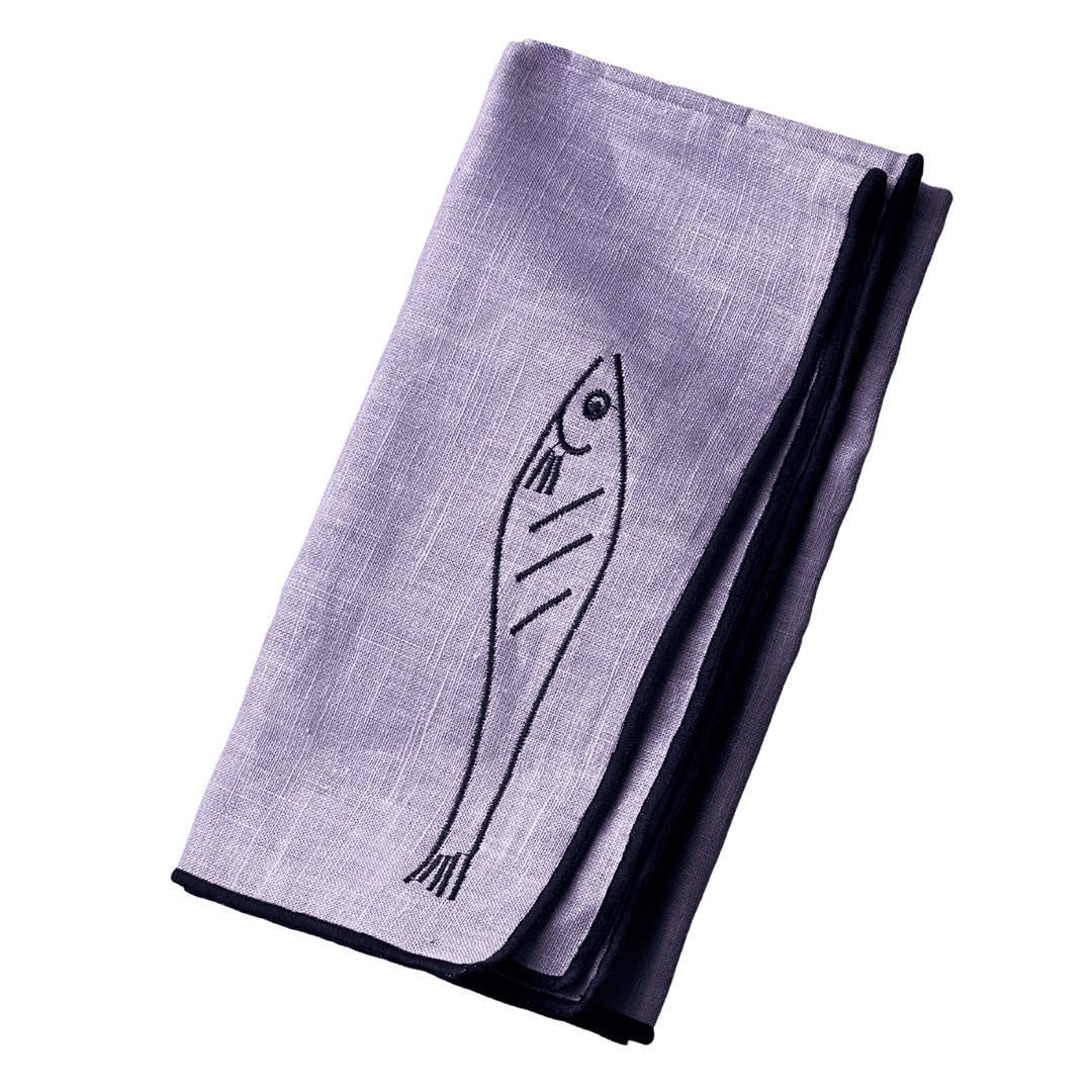 Stitch Border Napkin Set of 4 - Sardine illustration 
