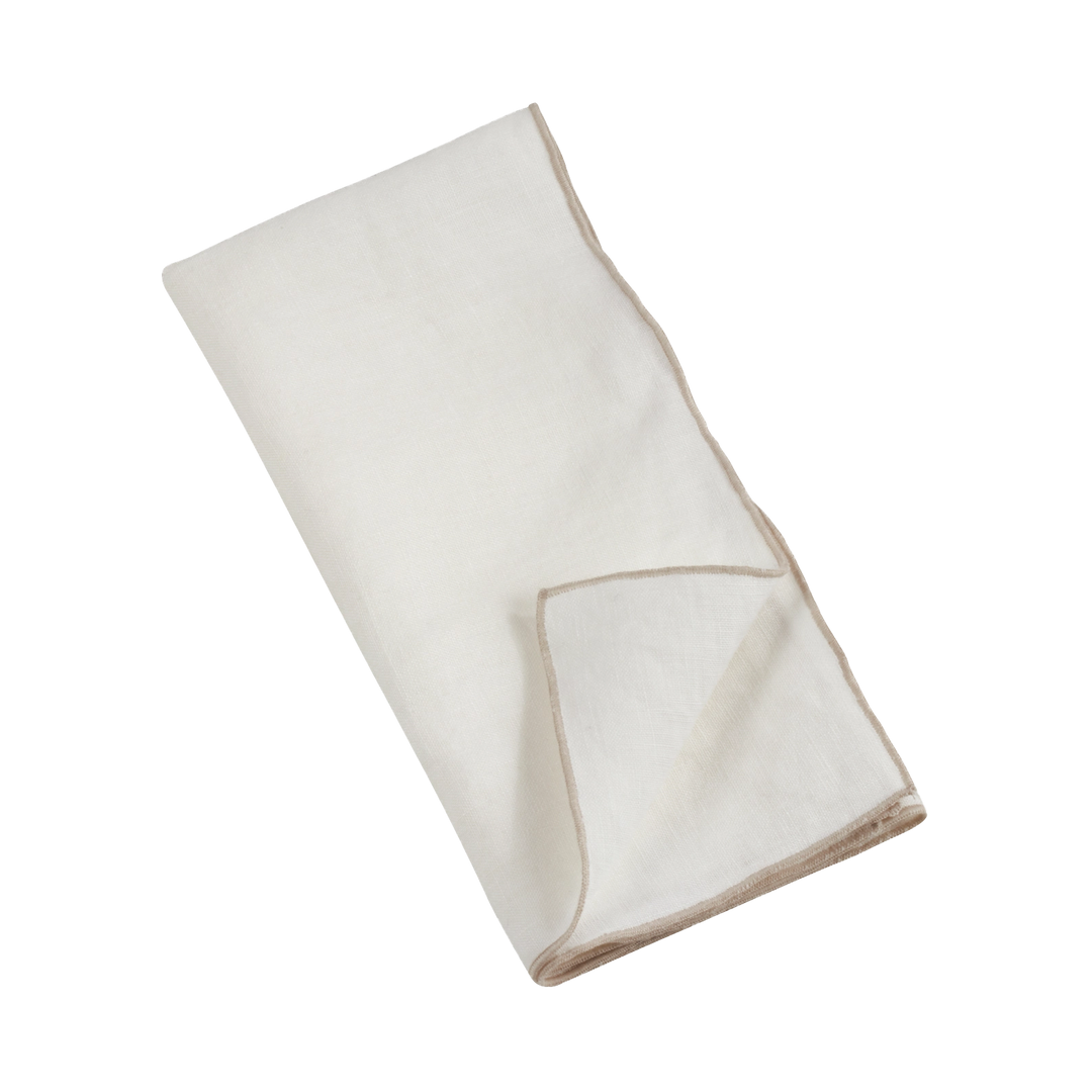 Stonewashed Stitch Border Napkin Set of 4 - Ivory