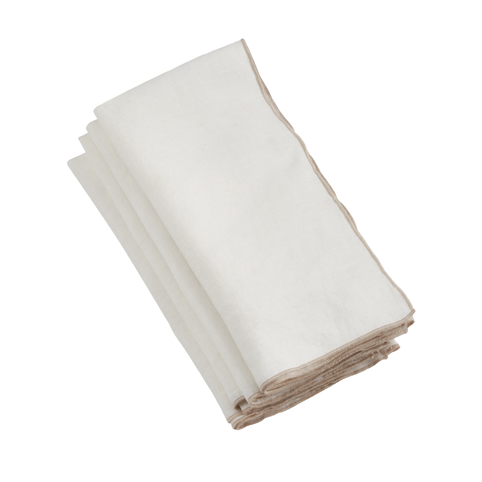 Stonewashed Stitch Border Napkin Set of 4 - Ivory