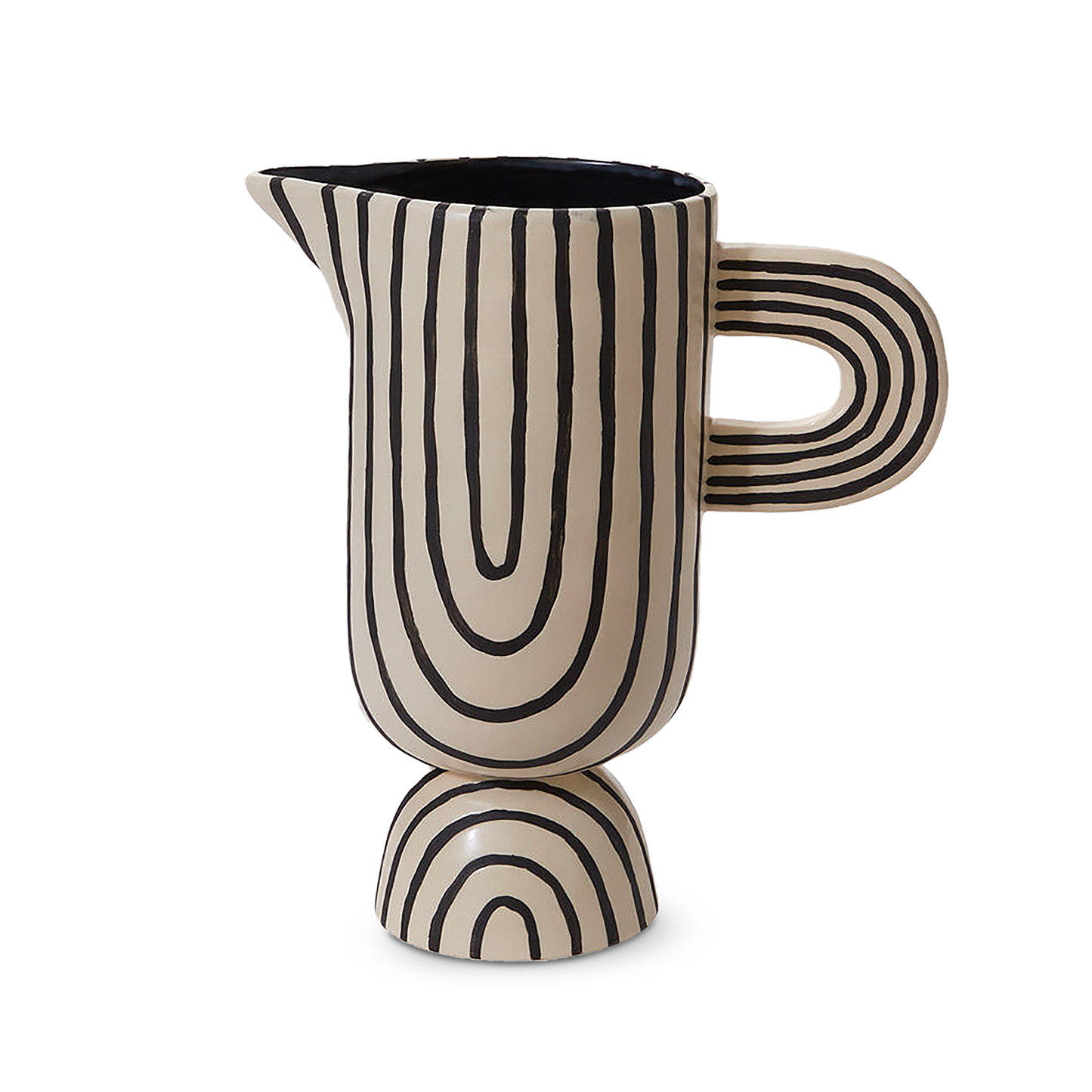 Striped Pitcher White Clay