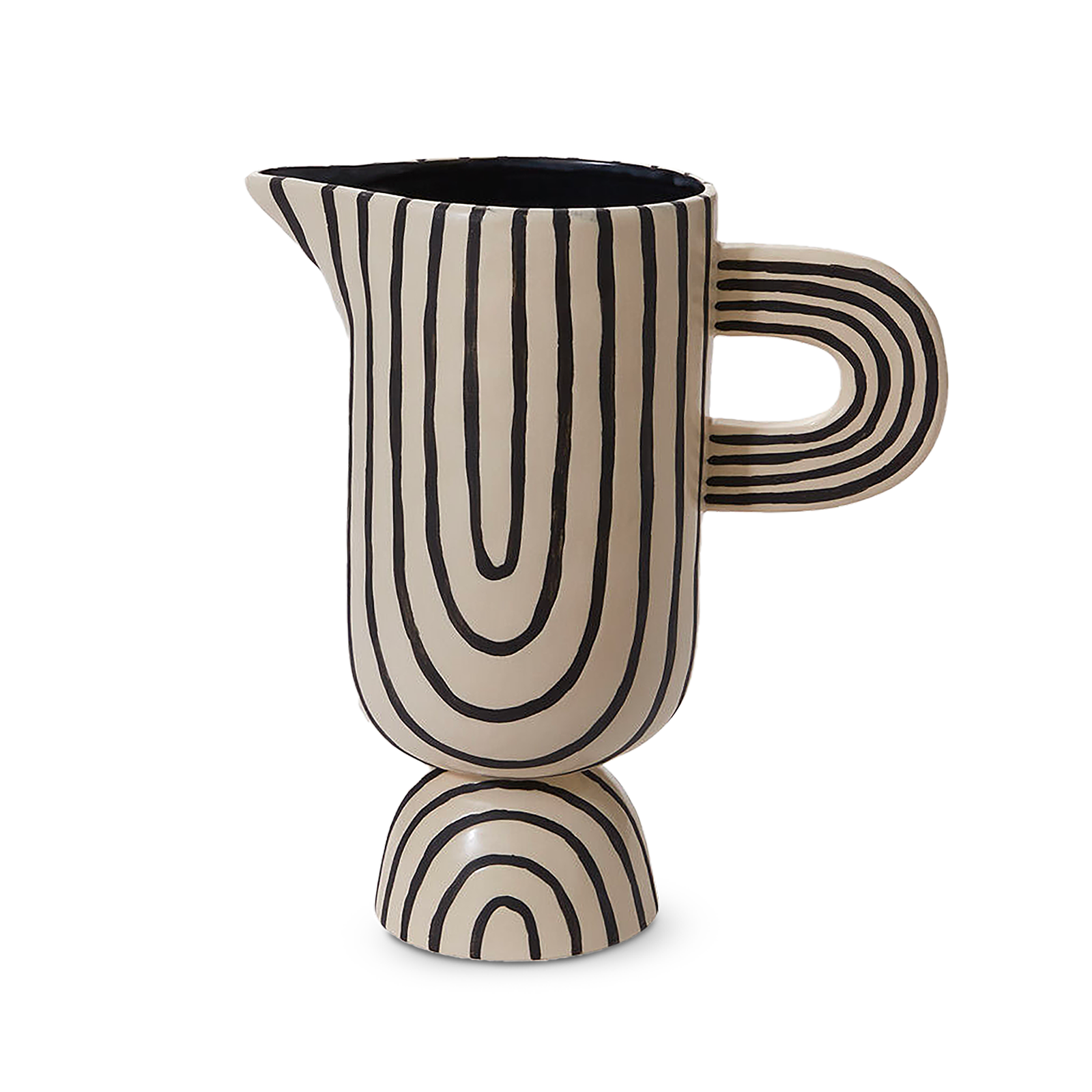 Striped Pitcher White Clay