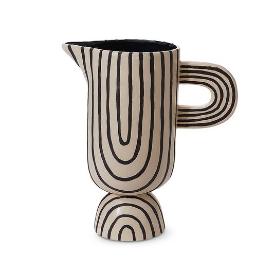 Striped Pitcher White Clay