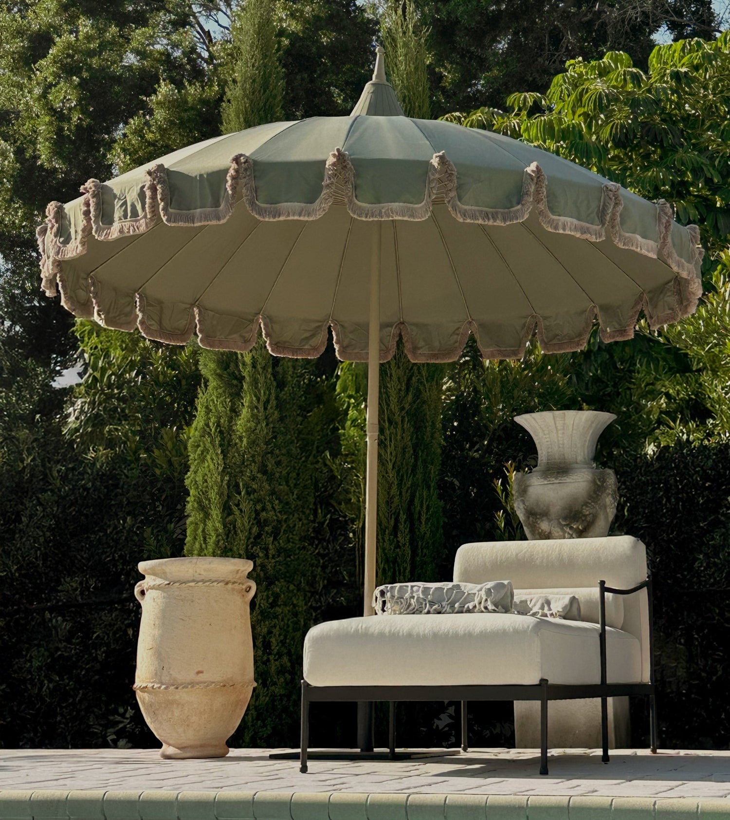 Luxury Outdoor umbrellas with fringe 