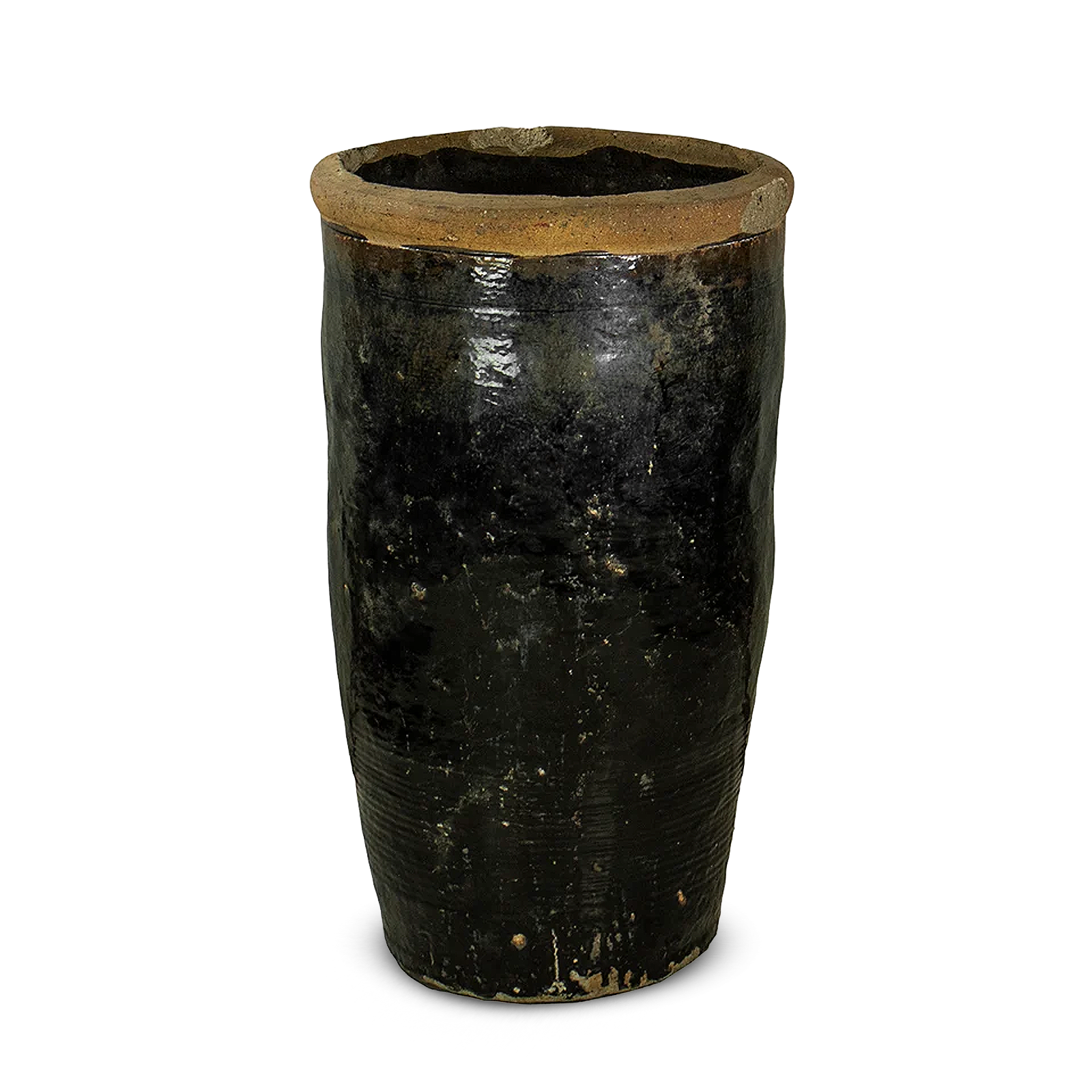 Vintage Black Glazed Pot rustic texture