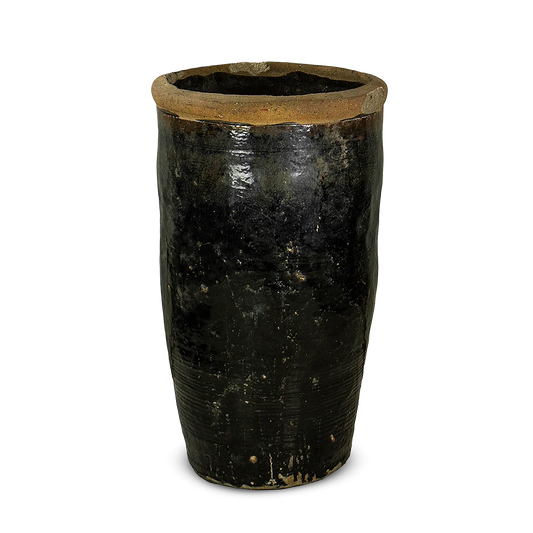 Vintage Black Glazed Pot rustic texture