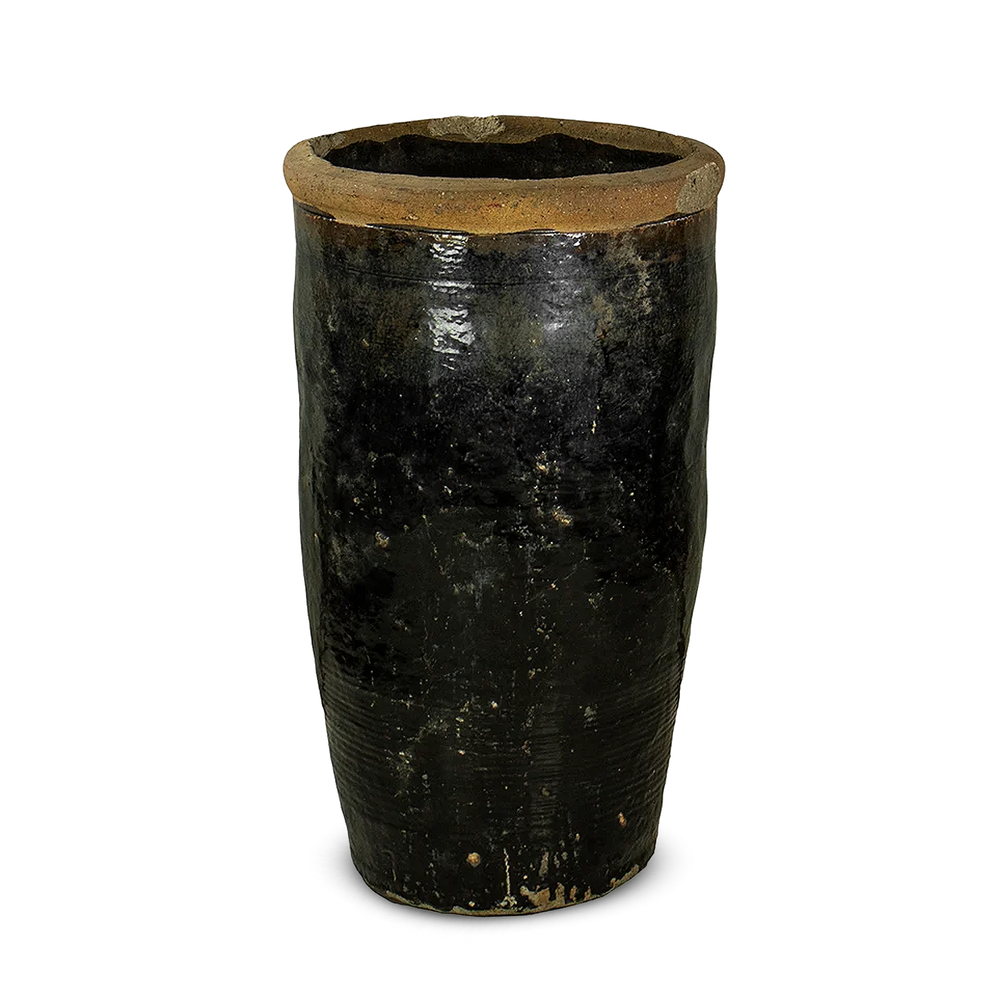 Vintage Black Glazed Pot rustic texture