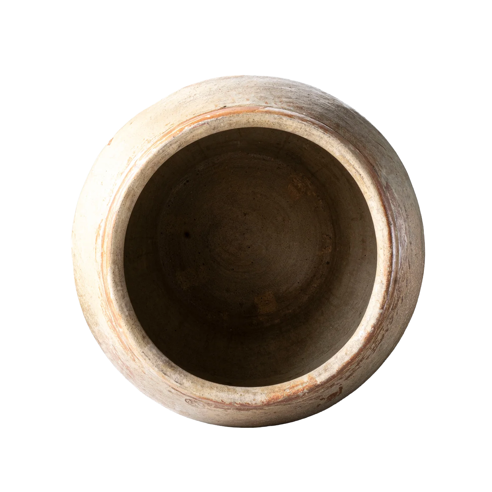 Vintage White Water Pot natural clay patina rolled top