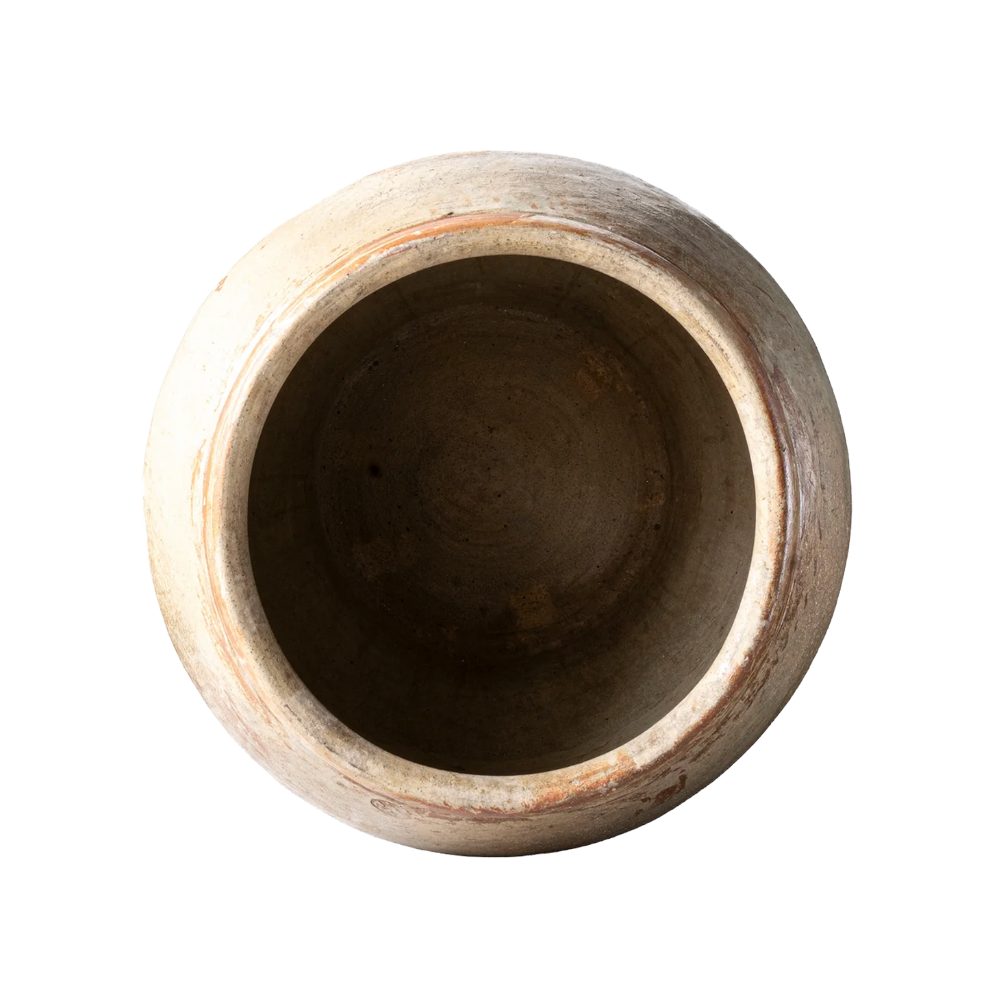 Vintage White Water Pot natural clay patina rolled top