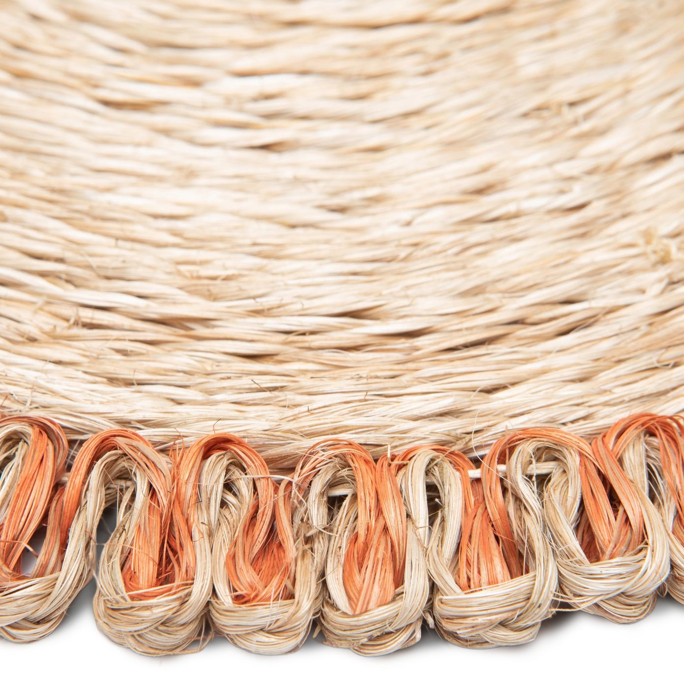 Woven Loop Border Placemat Set of 4 - Apricot details natural