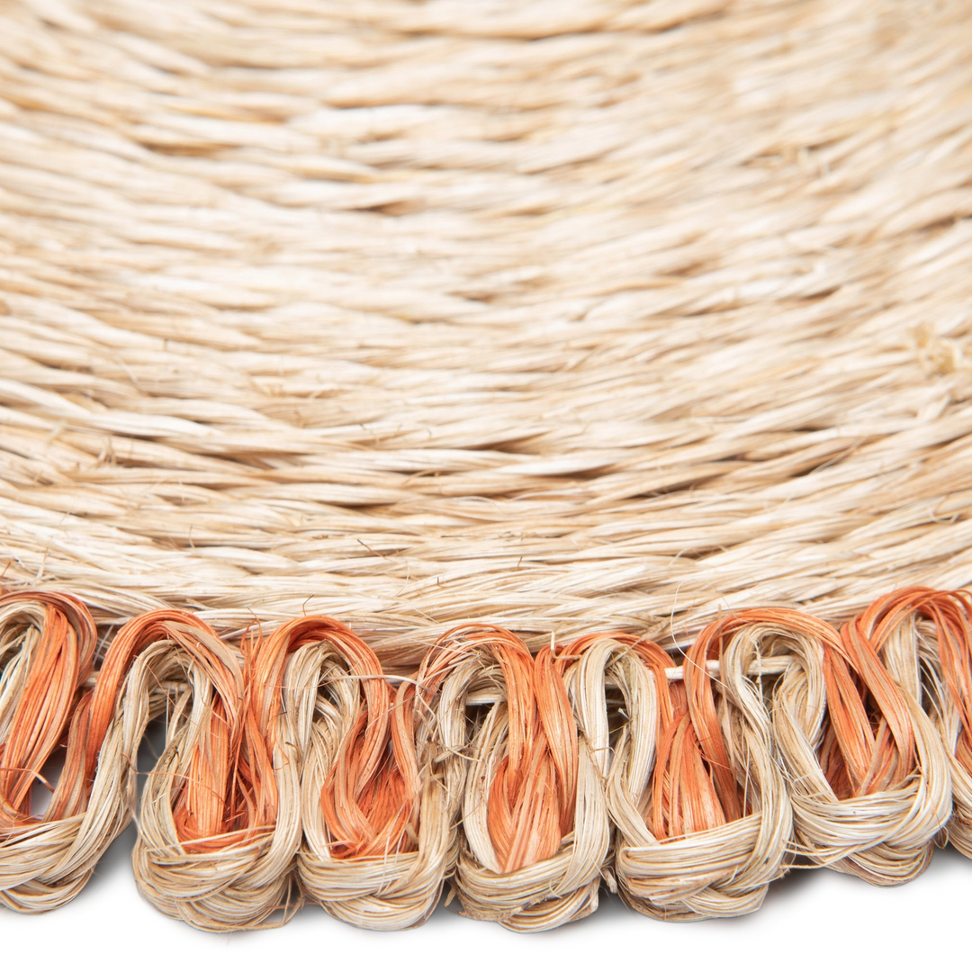 Woven Loop Border Placemat Set of 4 - Apricot details natural